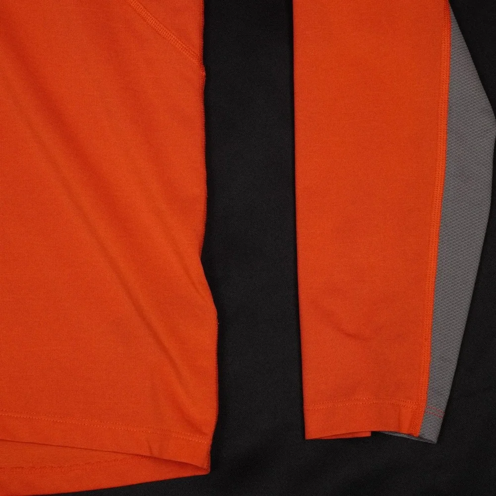 The North Face Pullover Mens Medium Orange Grey Quarter Zip Active